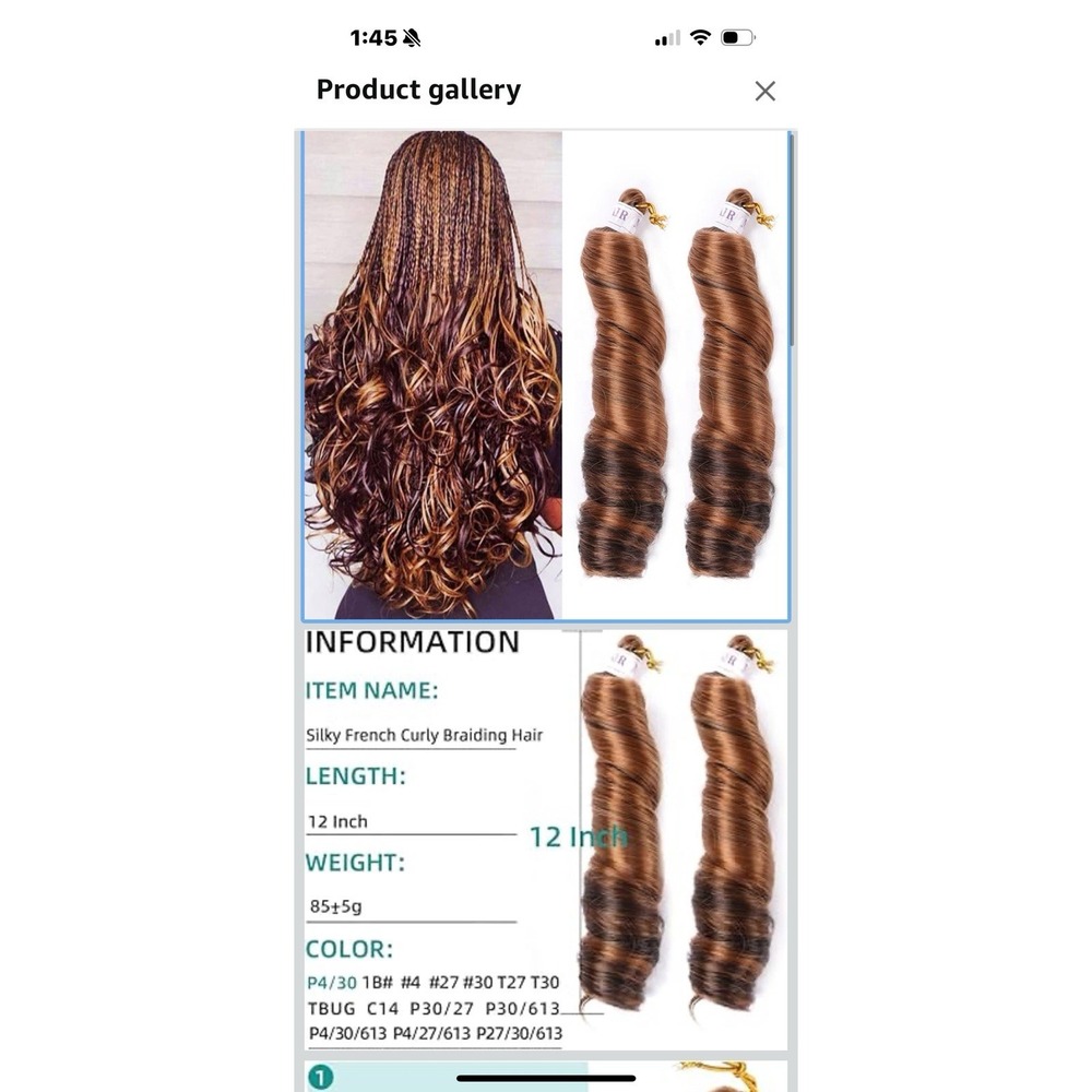Mtmei hair French Curly Braiding Hair for Box Braids 8 Packs 12 Inch